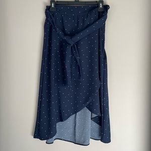 LOFT Navy Blue Polka Dot Midi Skirt